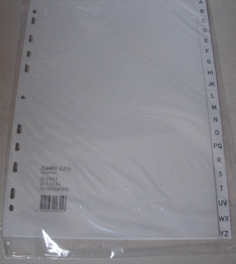 Bantex 6286 05 A4 A-Z Grey PVC Divider Set